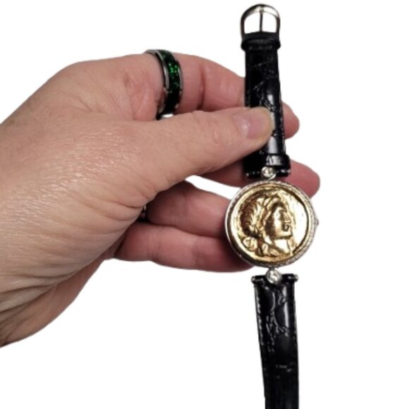 Gold Painted Medallion Face - Forty Eight Tiny Crystals and Two Large Crystals - Picture 13 of 16